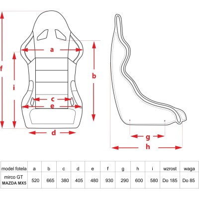 Fotel MIRCO GT MAZDA MX5 SKAJ INDYWIDUALNY